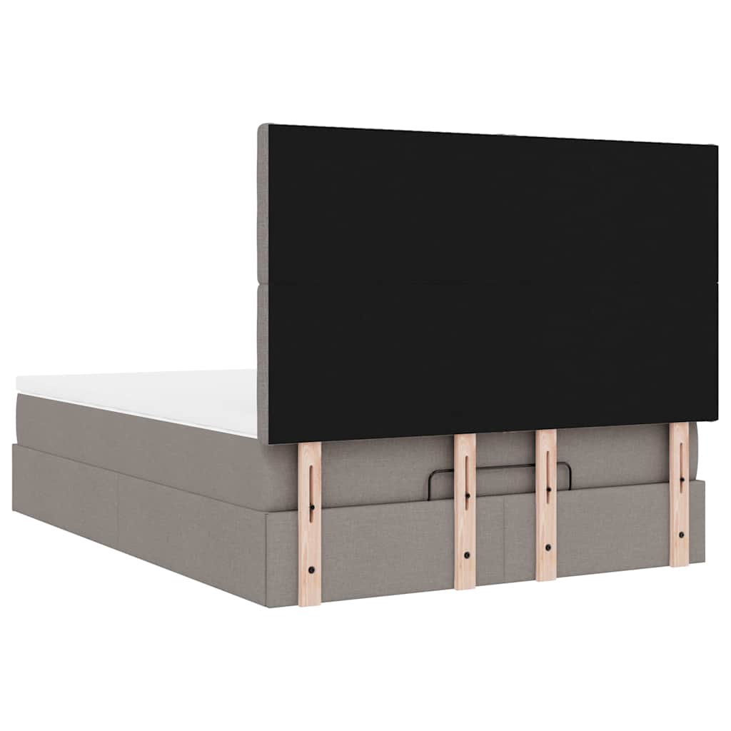 Cadre de lit ottoman avec matelas taupe 140x190 cm tissu - XIOS