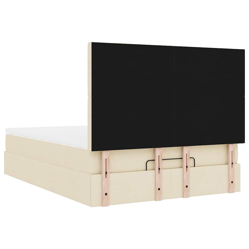 Cadre de lit ottoman avec matelas crème 140x190 cm tissu - XIOS
