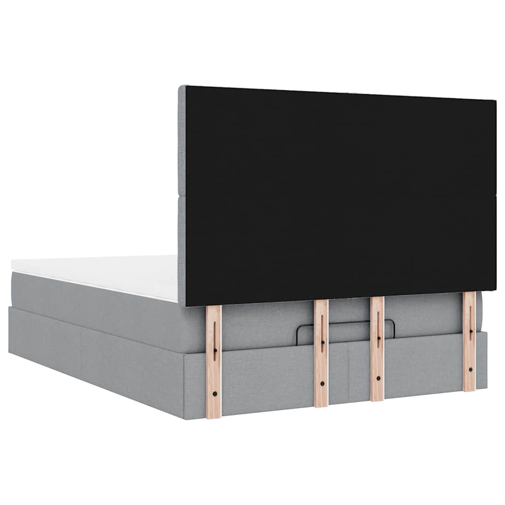 Cadre de lit ottoman et matelas gris clair 140x200 cm tissu