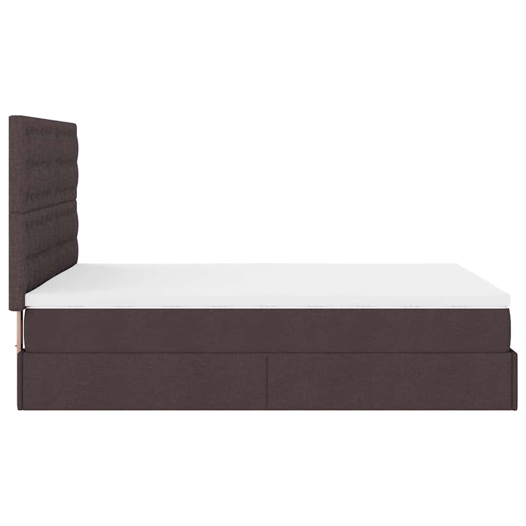 Cadre de lit ottoman avec matelas marron foncé 140x200 cm tissu - XIOS