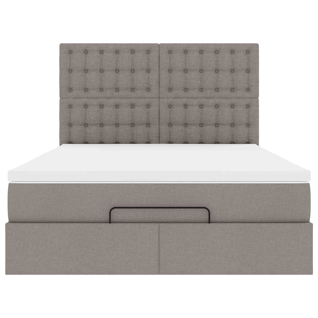 Cadre de lit ottoman avec matelas taupe 140x200 cm tissu - XIOS