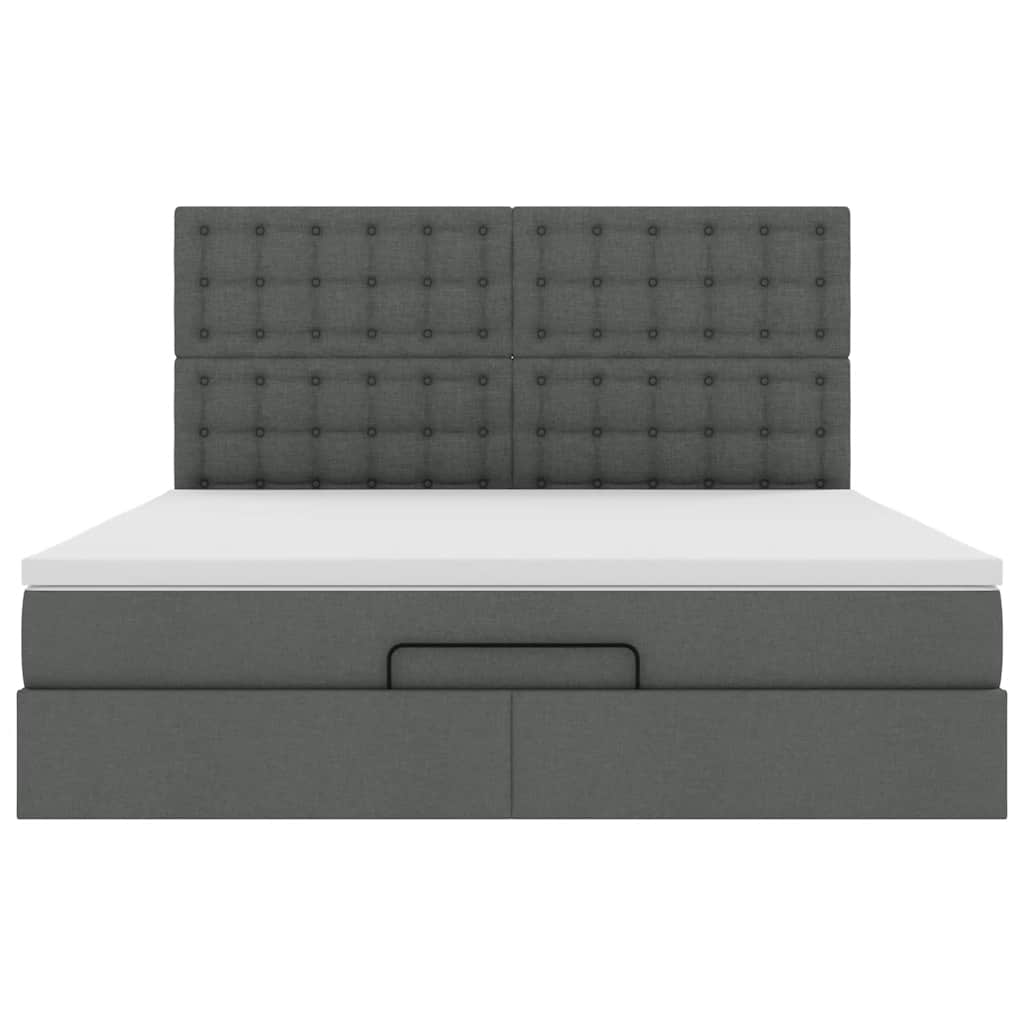 Cadre de lit ottoman avec matelas gris foncé 160x200cm tissu - XIOS