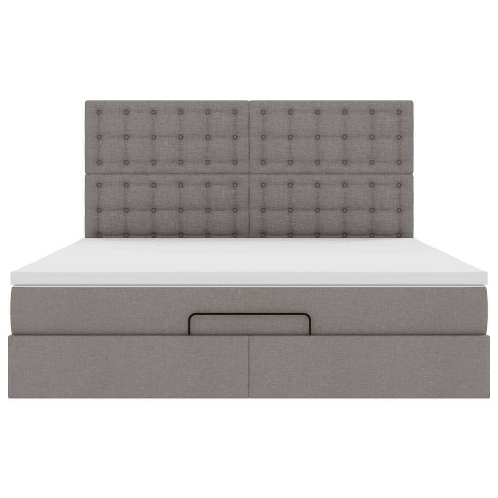 Cadre de lit ottoman avec matelas taupe 160x200 cm tissu - XIOS
