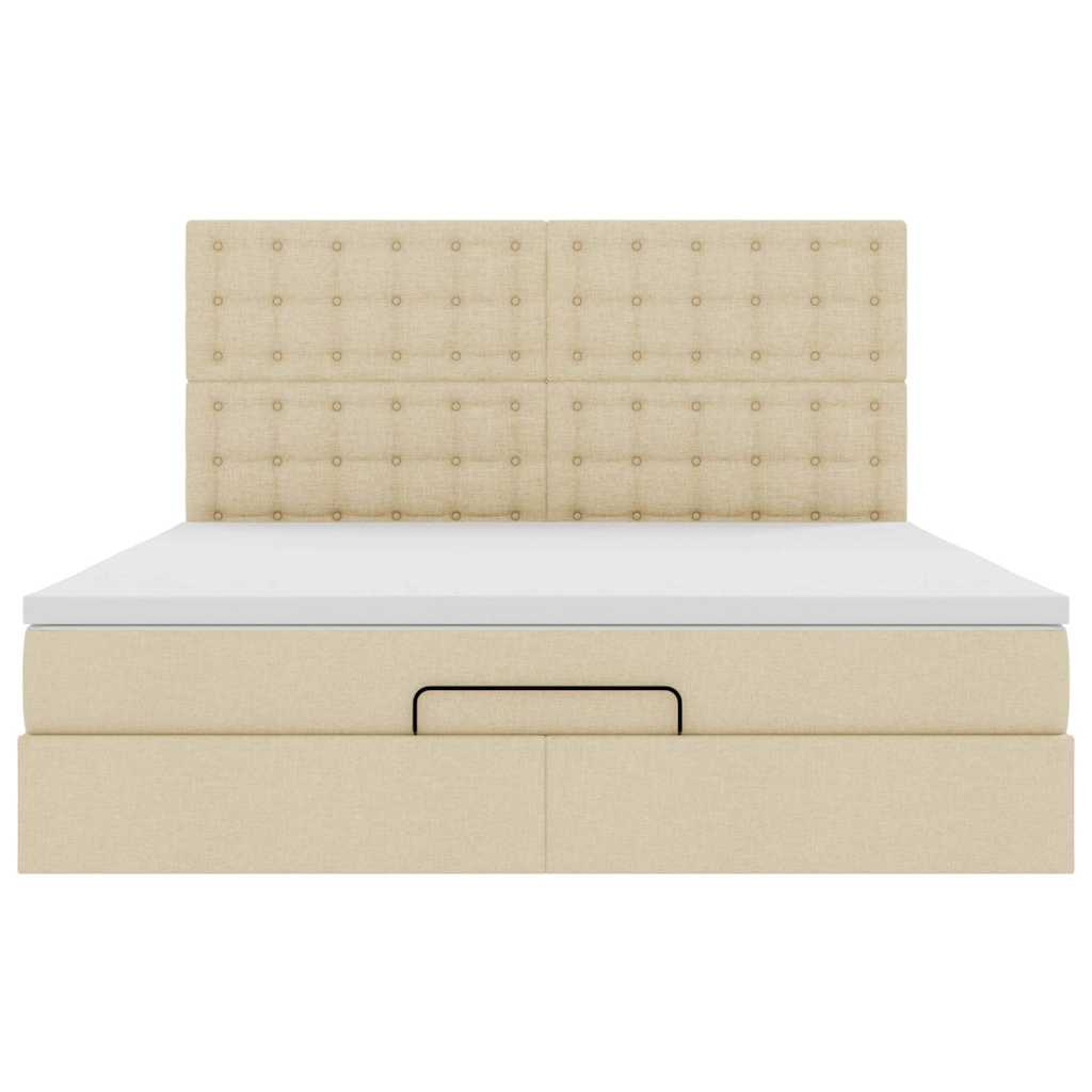 Cadre de lit ottoman avec matelas crème 160x200 cm tissu - XIOS