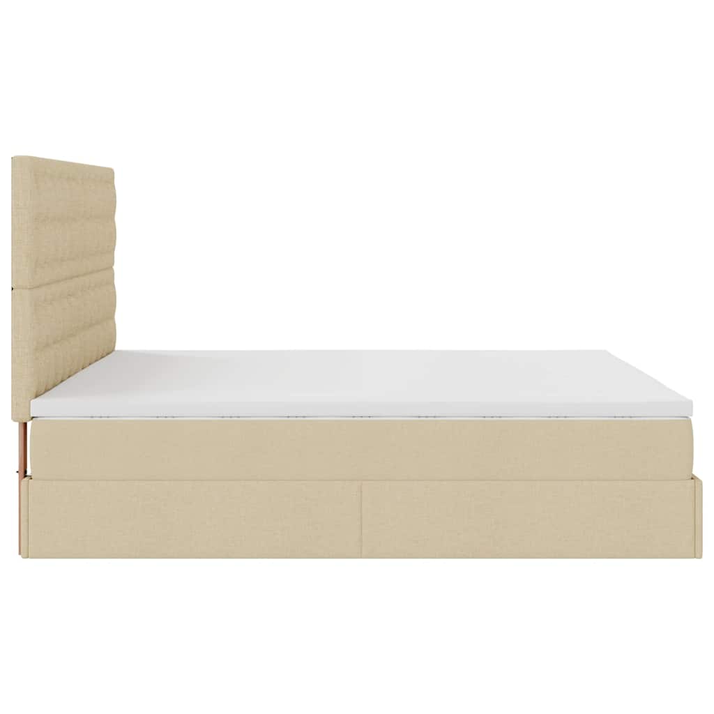 Cadre de lit ottoman avec matelas crème 160x200 cm tissu - XIOS