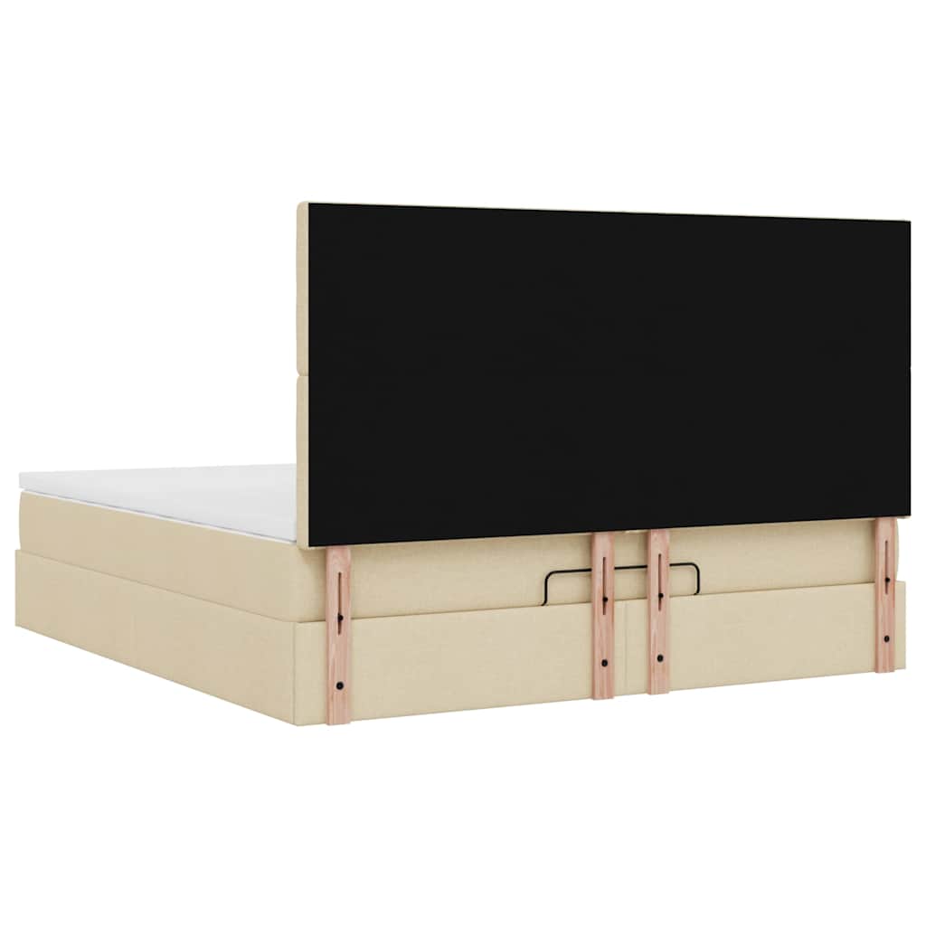 Cadre de lit ottoman avec matelas crème 160x200 cm tissu - XIOS