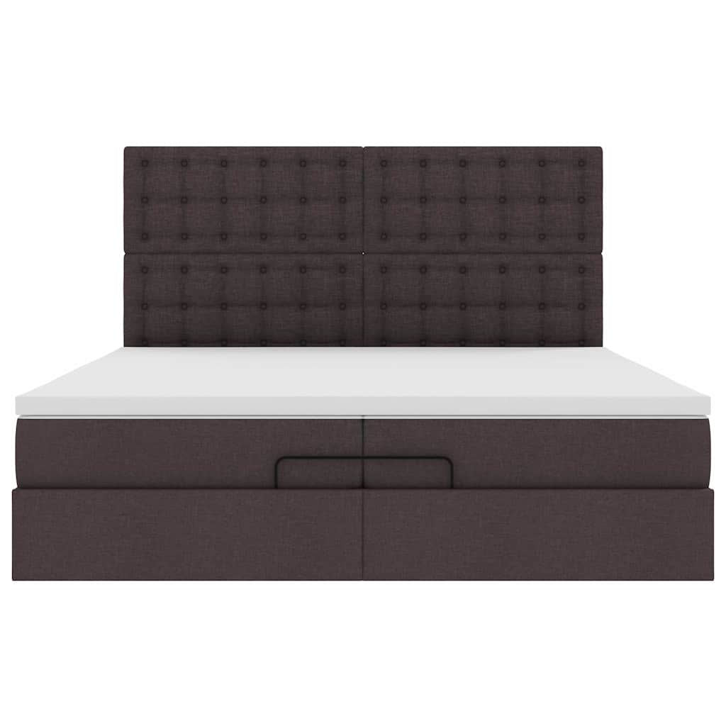 Cadre de lit ottoman avec matelas marron foncé 200x200 cm tissu - XIOS