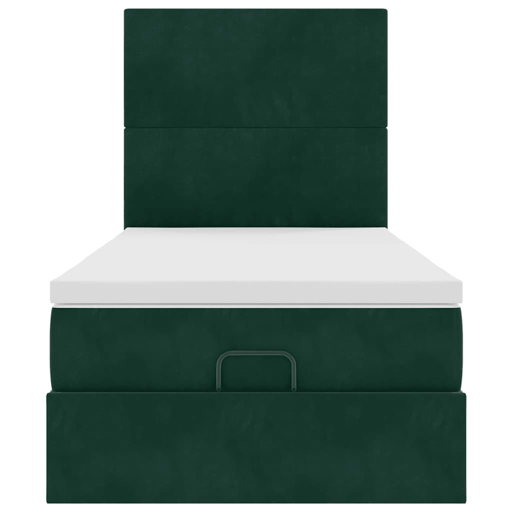 Cadre de lit ottoman avec matelas vert foncé 80x200 cm velours - XIOS