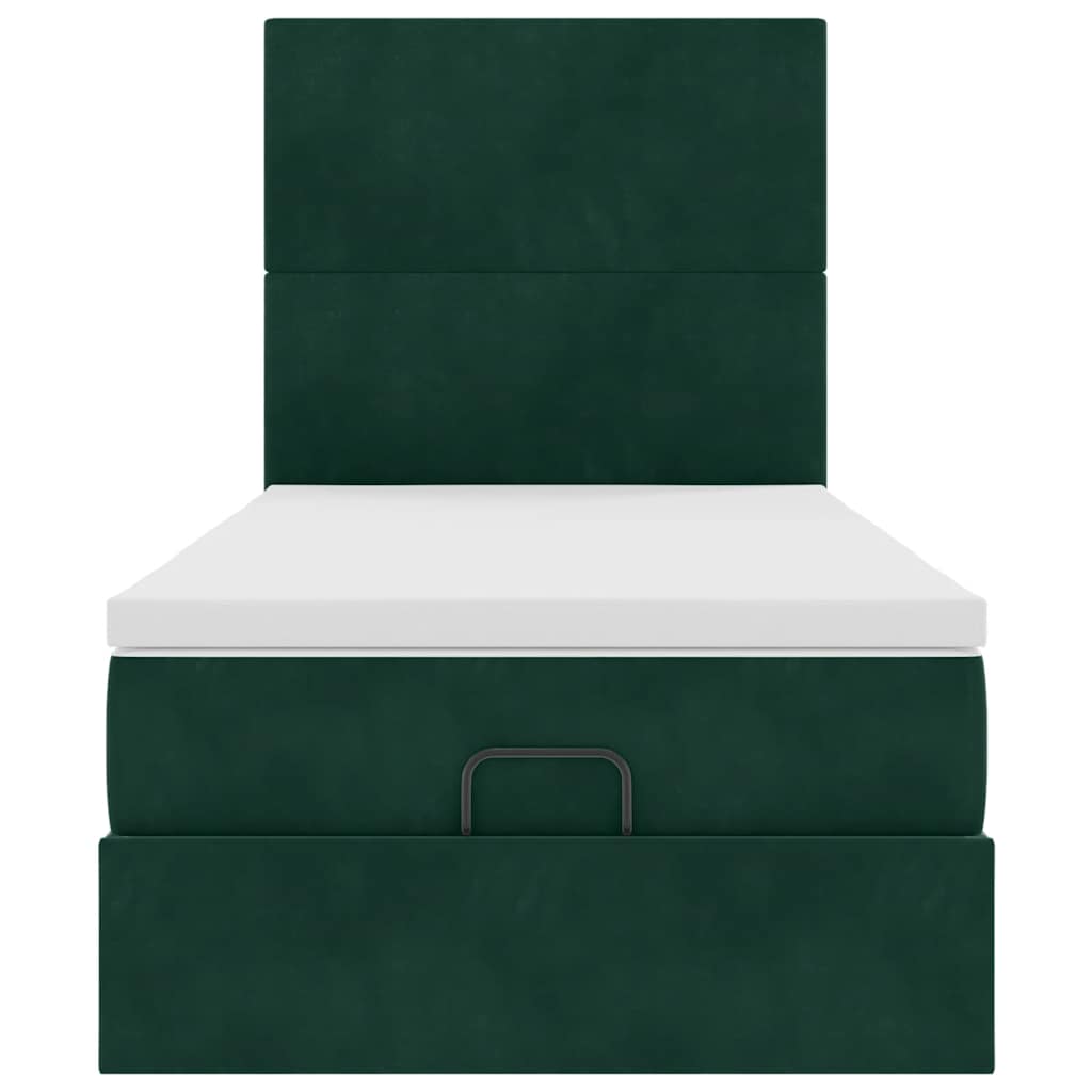 Cadre de lit ottoman avec matelas vert foncé 90x190 cm velours - XIOS