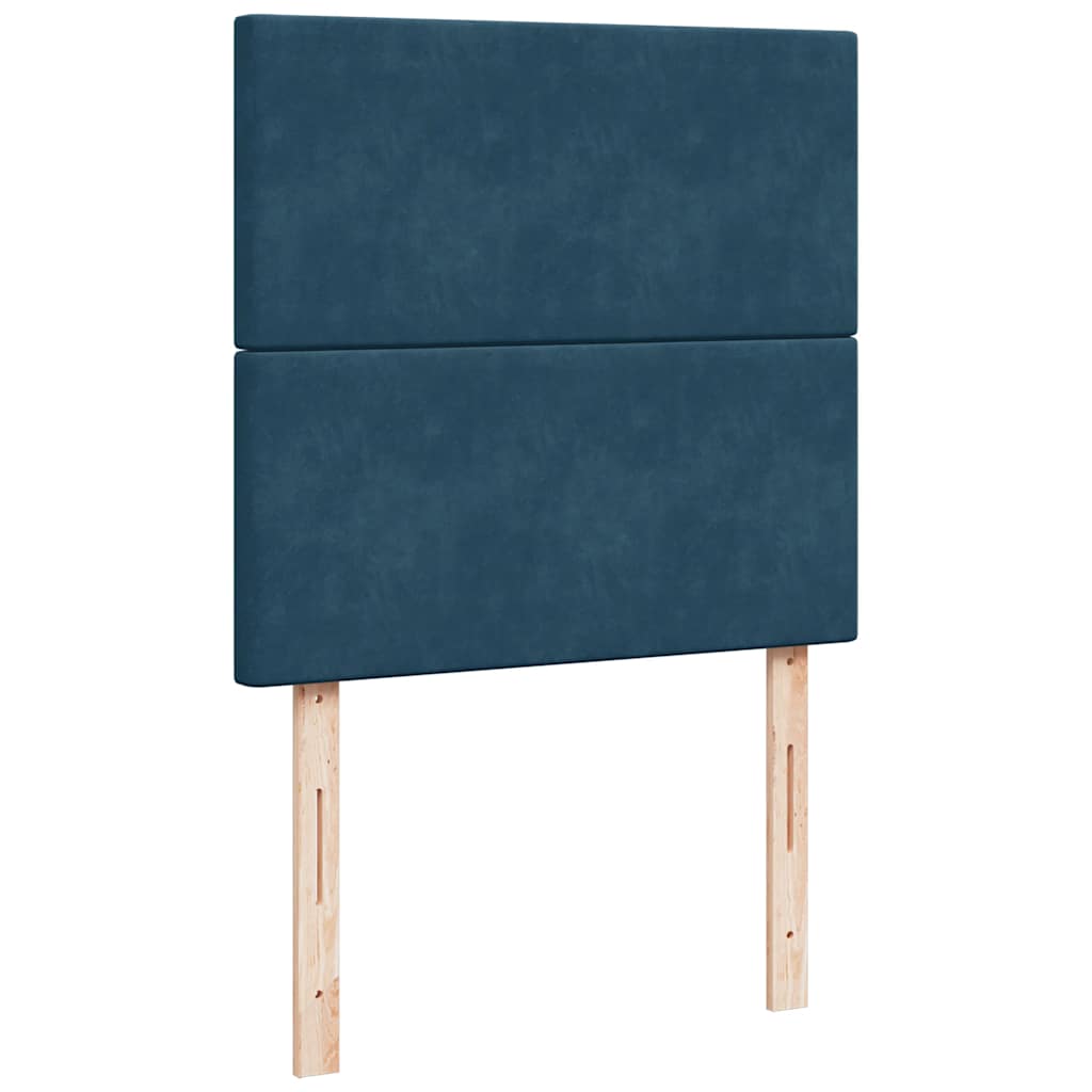 Cadre de lit ottoman avec matelas bleu foncé 90x190 cm velours