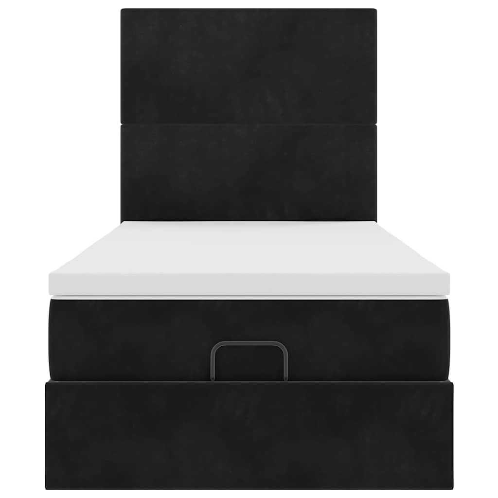 Cadre de lit ottoman avec matelas noir 100x200cm velours - XIOS