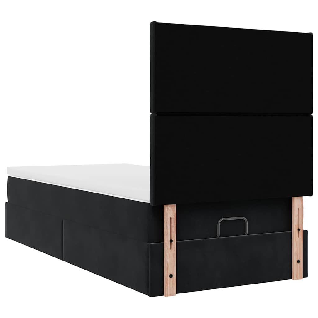 Cadre de lit ottoman avec matelas noir 100x200cm velours - XIOS