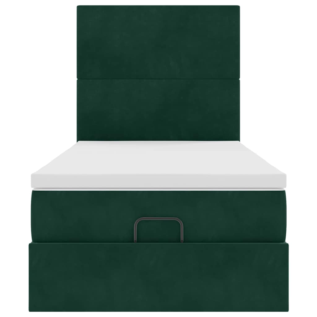 Cadre de lit ottoman avec matelas vert foncé 100x200 cm velours - XIOS