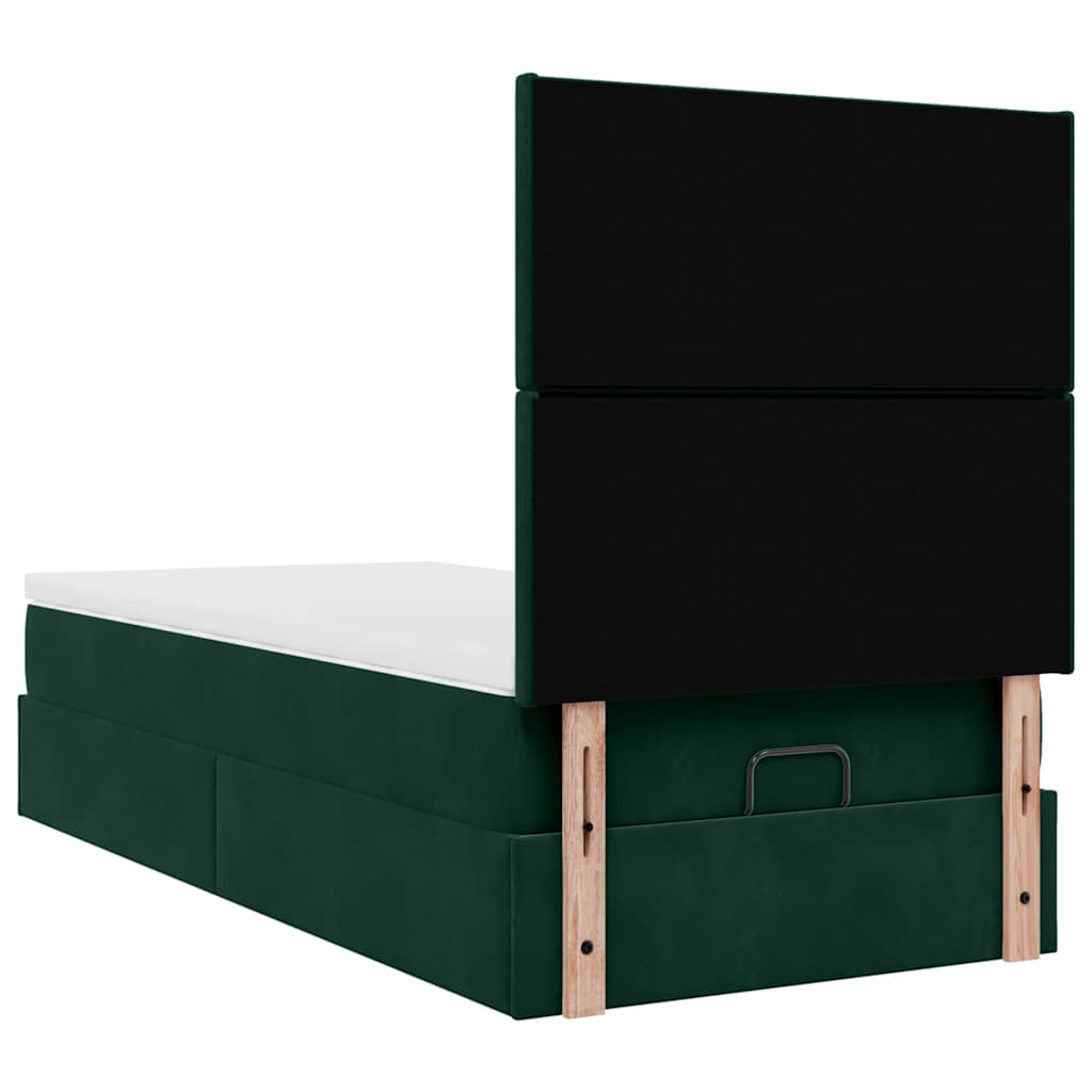 Cadre de lit ottoman avec matelas vert foncé 100x200 cm velours - XIOS