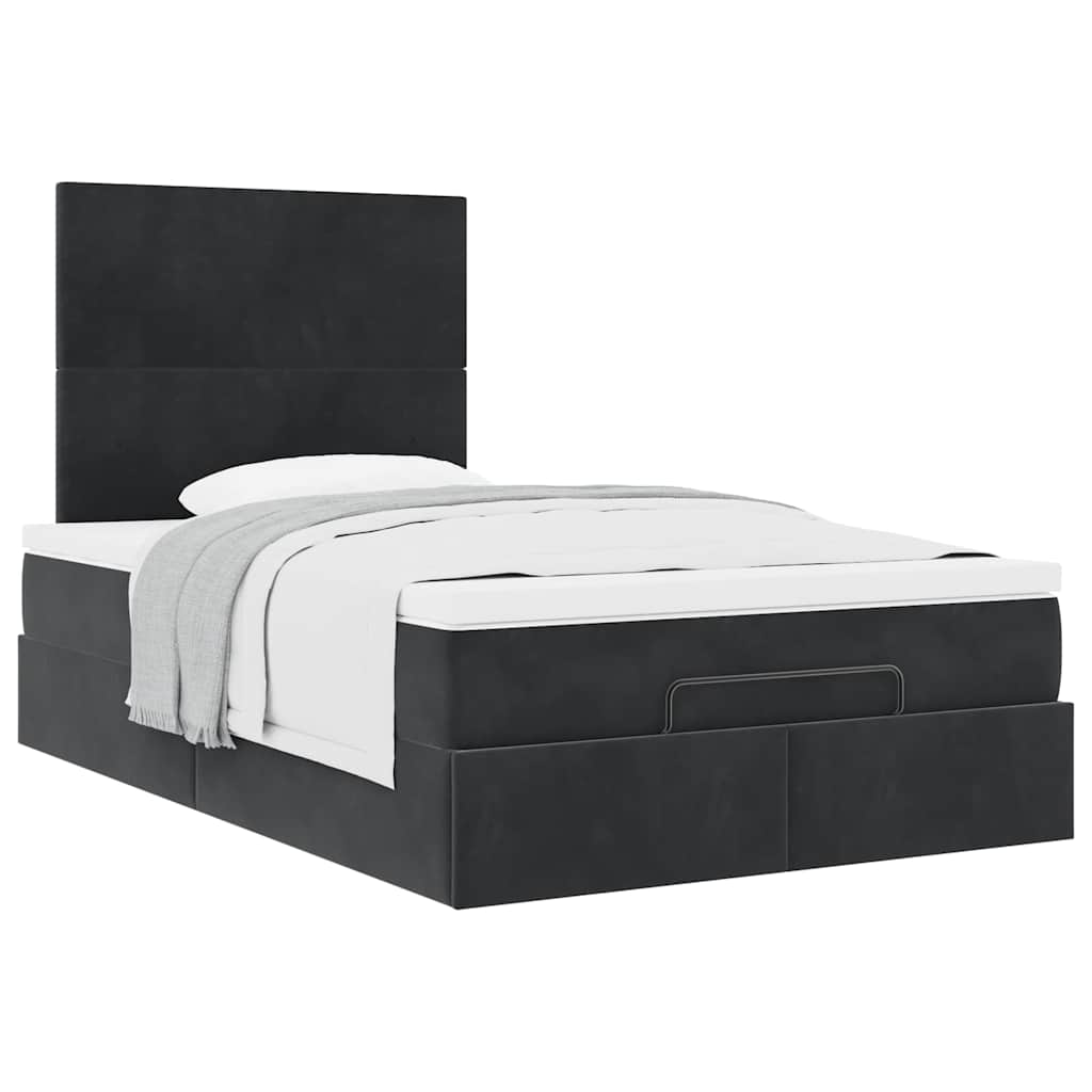 Cadre de lit ottoman avec matelas noir 120x190 cm velours - XIOS