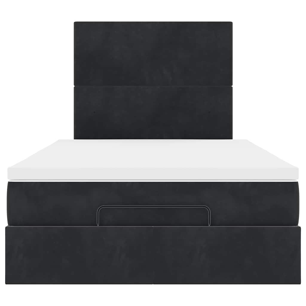 Cadre de lit ottoman avec matelas noir 120x190 cm velours - XIOS