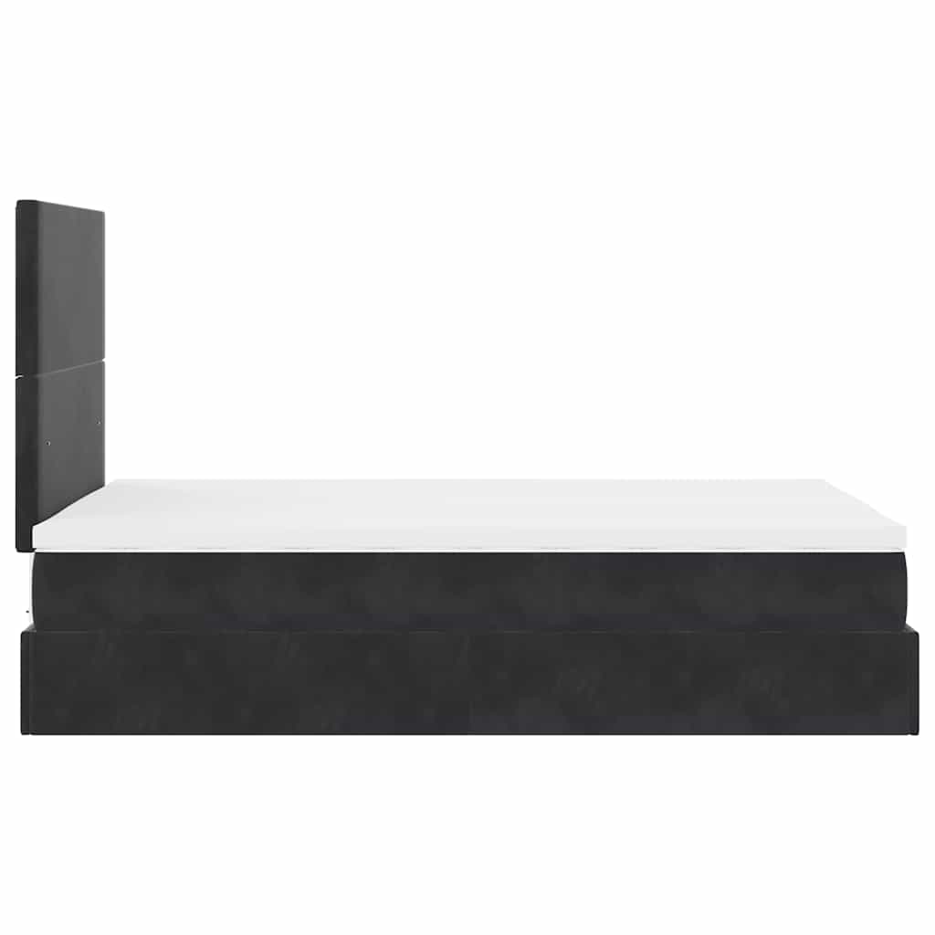 Cadre de lit ottoman avec matelas noir 120x190 cm velours - XIOS