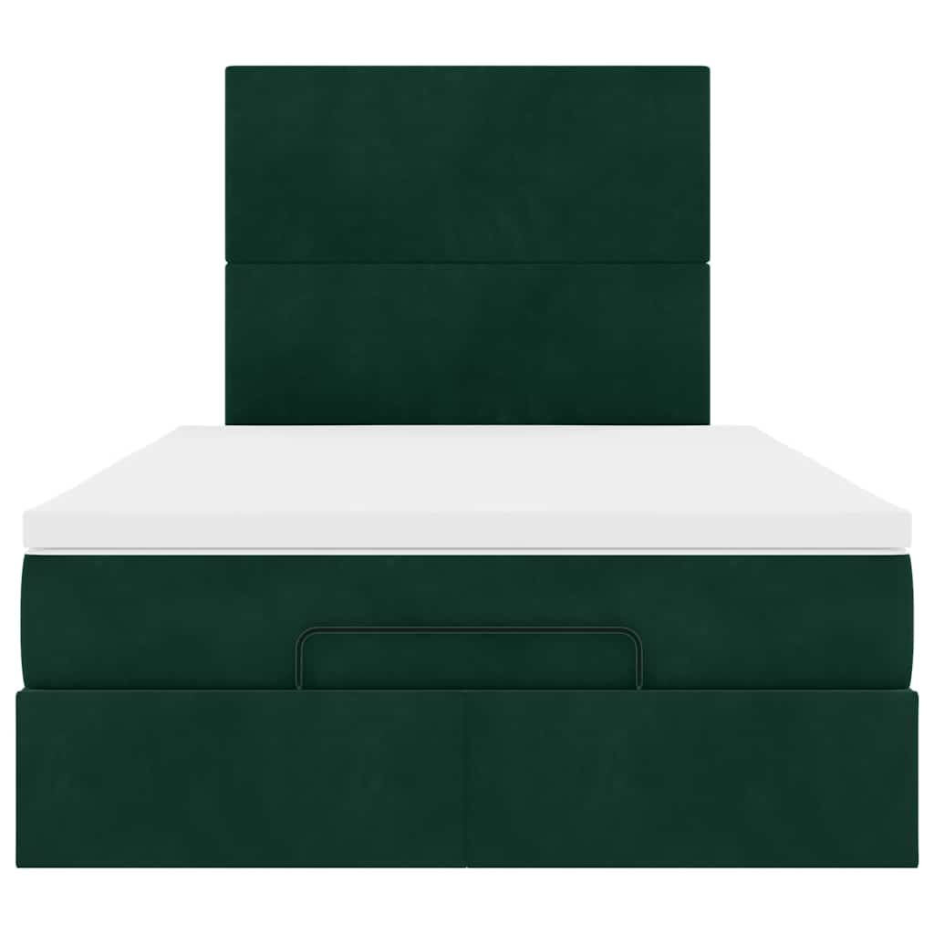 Cadre de lit ottoman avec matelas vert foncé 120x190 cm velours - XIOS