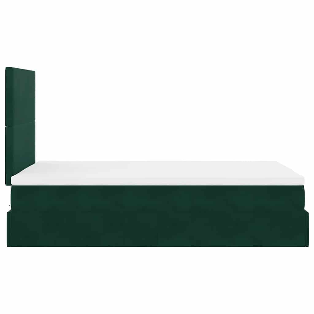 Cadre de lit ottoman avec matelas vert foncé 120x190 cm velours - XIOS