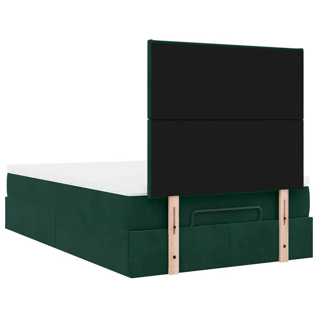 Cadre de lit ottoman avec matelas vert foncé 120x190 cm velours - XIOS