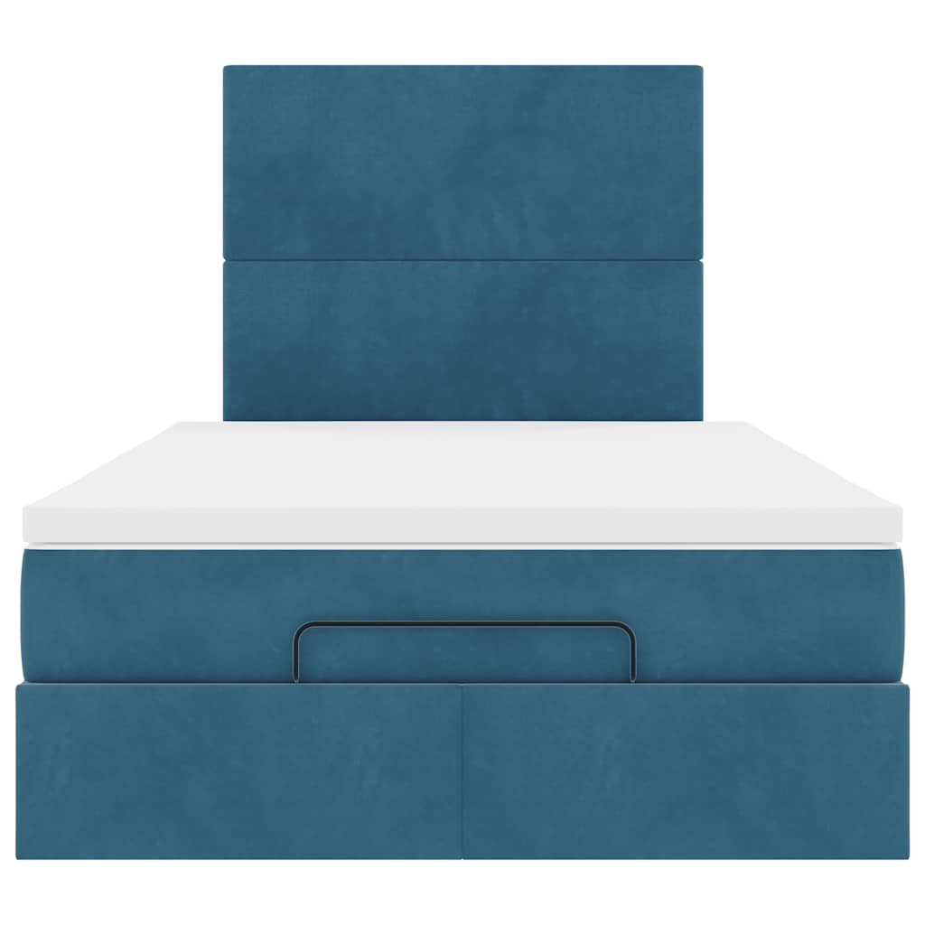 Cadre de lit ottoman avec matelas bleu foncé 120x190 cm velours - XIOS