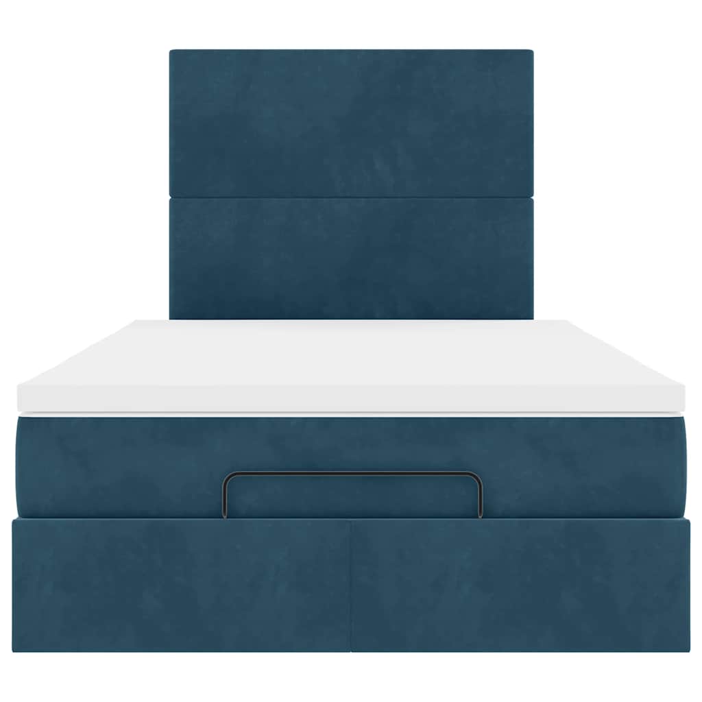 Cadre de lit ottoman avec matelas bleu foncé 120x200 cm velours - XIOS