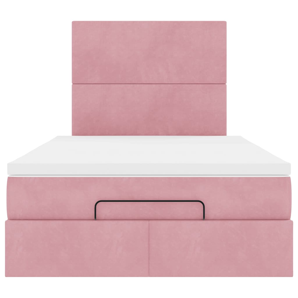 Cadre de lit ottoman avec matelas rose 120x200 cm velours - XIOS