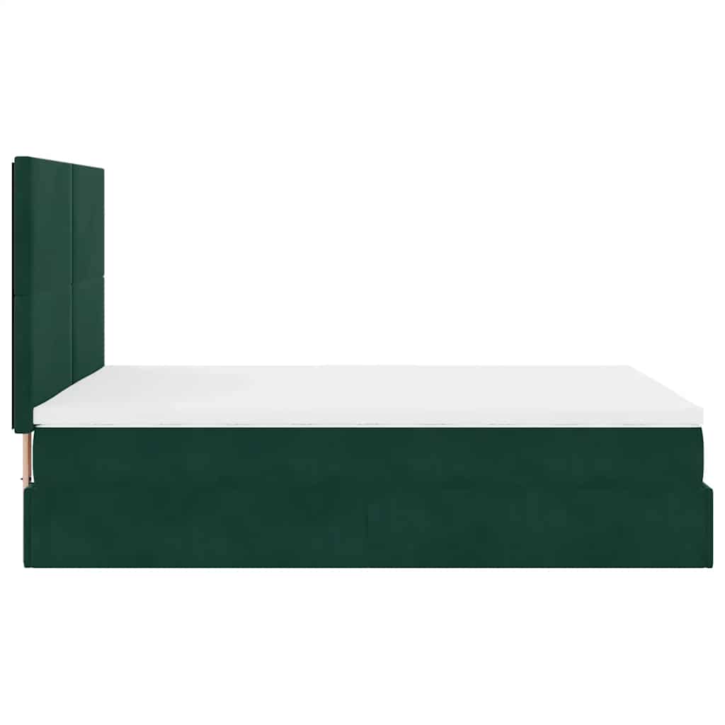 Cadre de lit ottoman avec matelas vert foncé 140x190 cm velours - XIOS