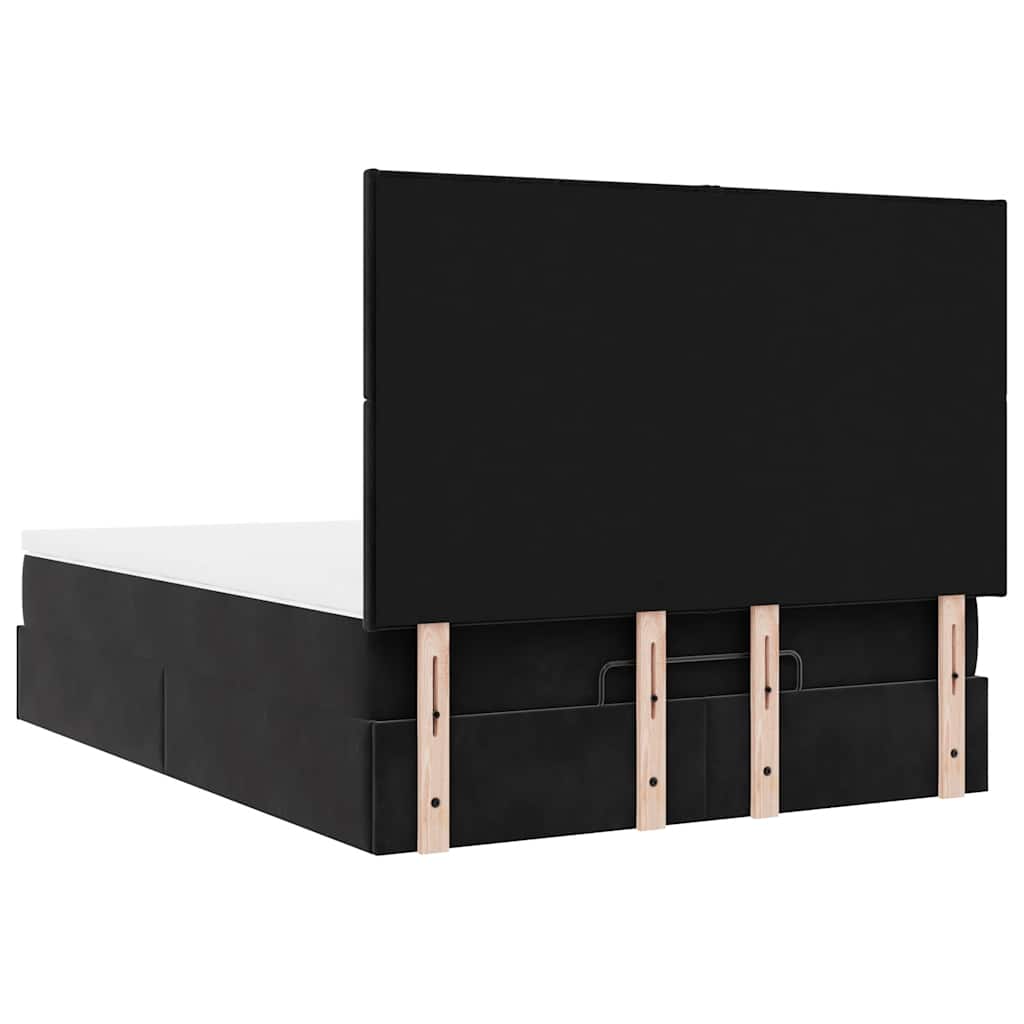 Cadre de lit ottoman avec matelas noir 140x200 cm velours