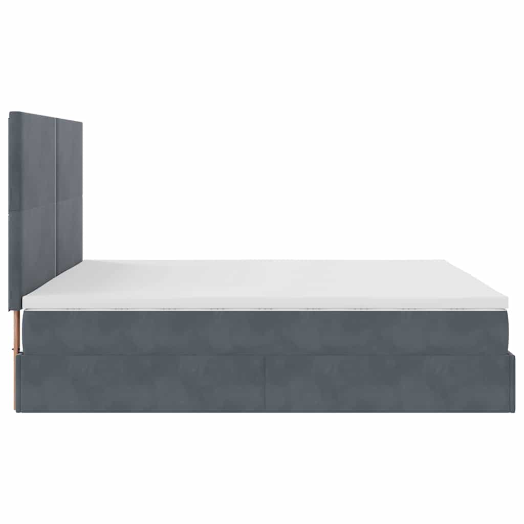 Cadre de lit ottoman avec matelas gris foncé 160x200cm velours - XIOS