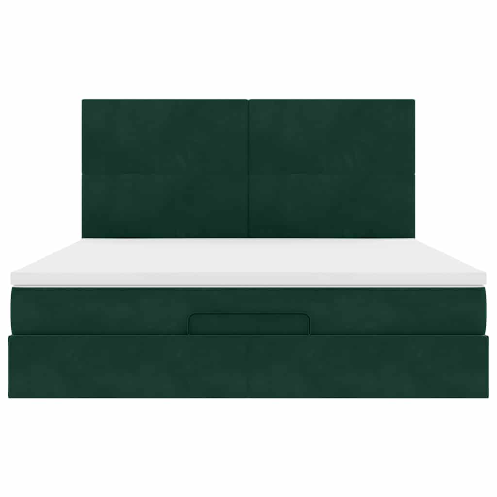 Cadre de lit ottoman avec matelas vert foncé 160x200 cm velours - XIOS