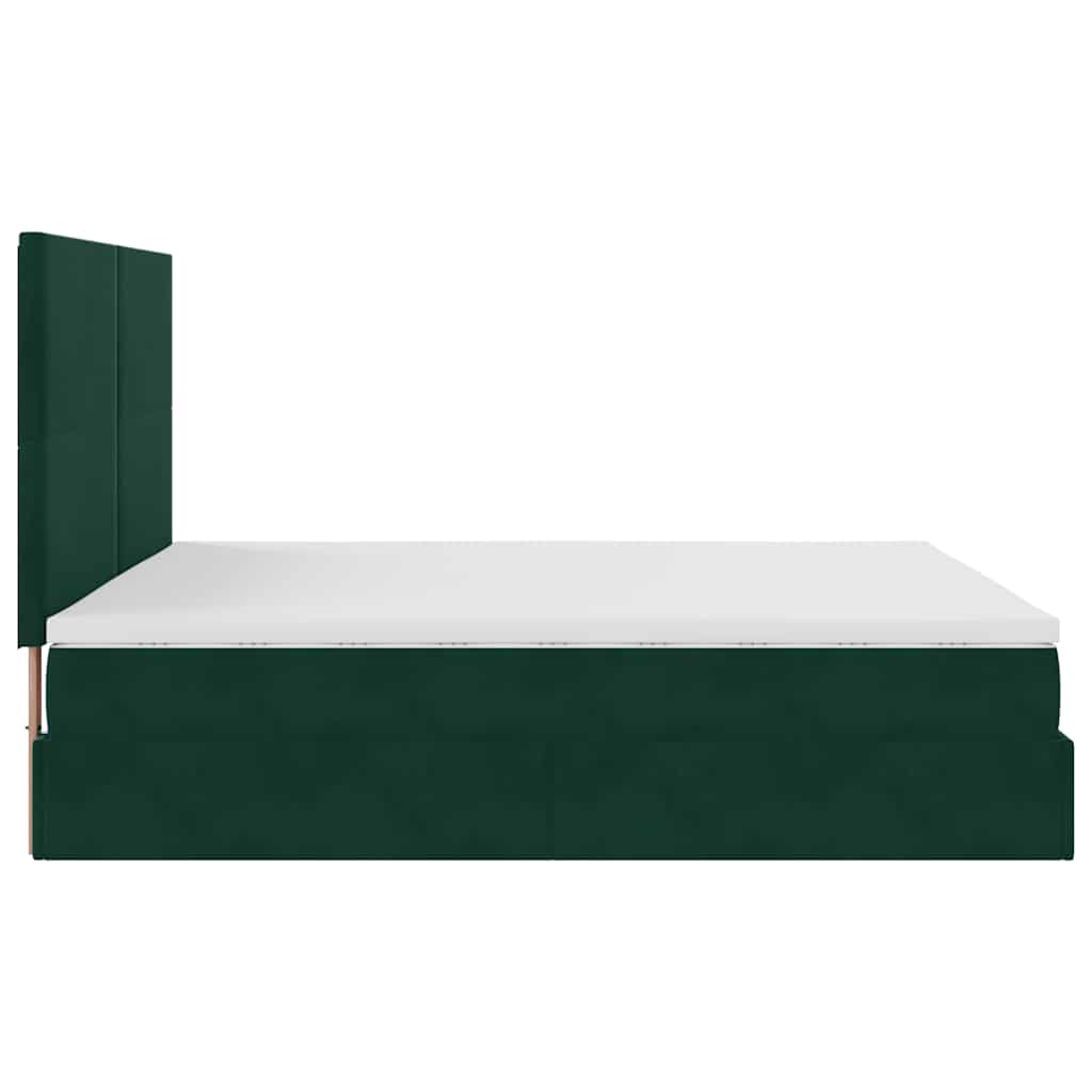 Cadre de lit ottoman avec matelas vert foncé 160x200 cm velours - XIOS