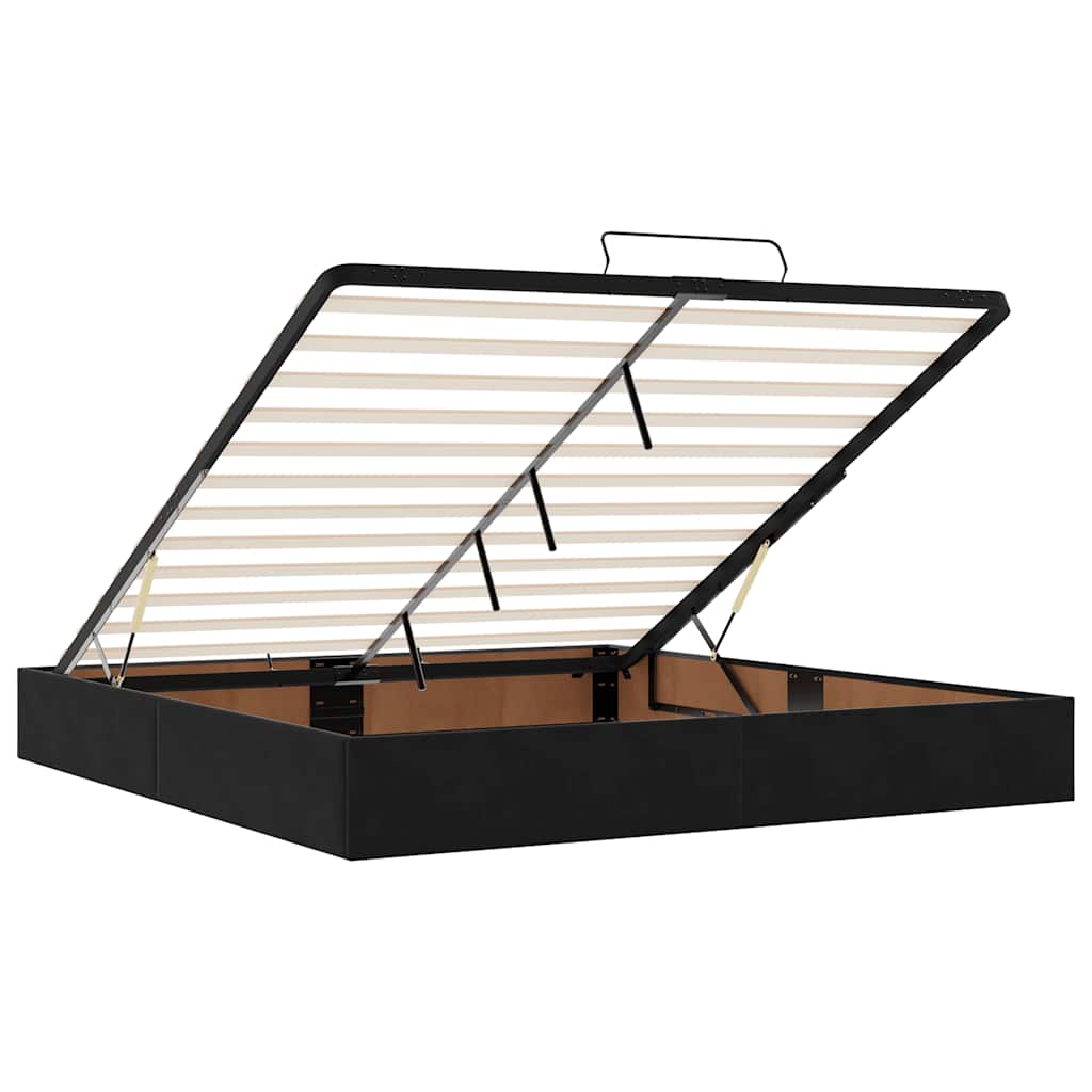 Cadre de lit ottoman avec matelas noir 180x200cm velours - XIOS