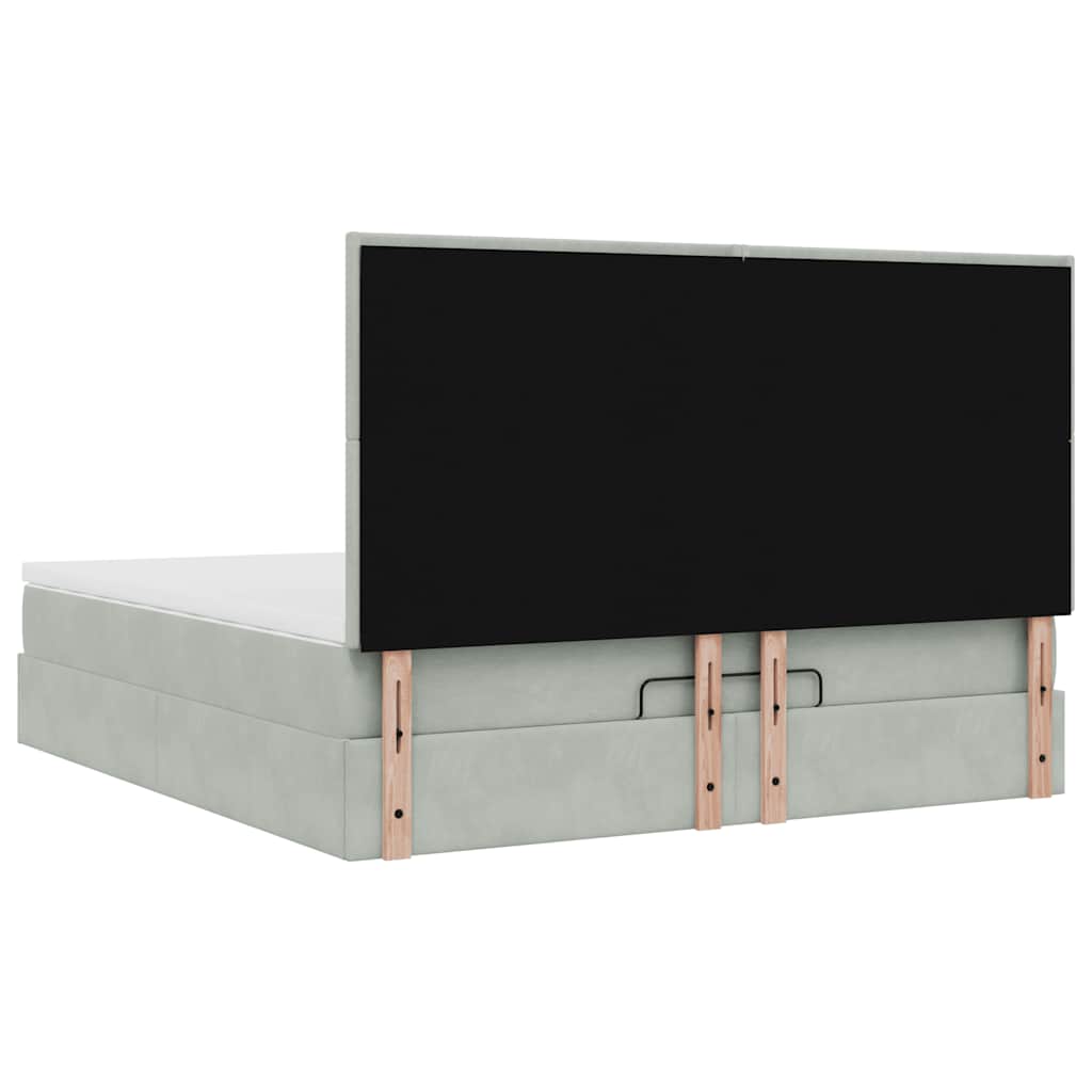 Cadre de lit ottoman avec matelas gris clair 200x200 cm velours - XIOS