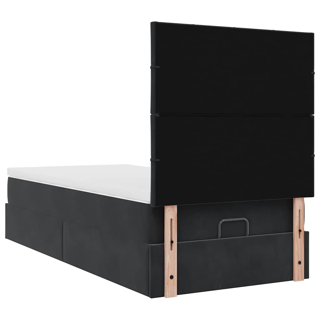 Cadre de lit ottoman avec matelas noir 100x200cm velours - XIOS
