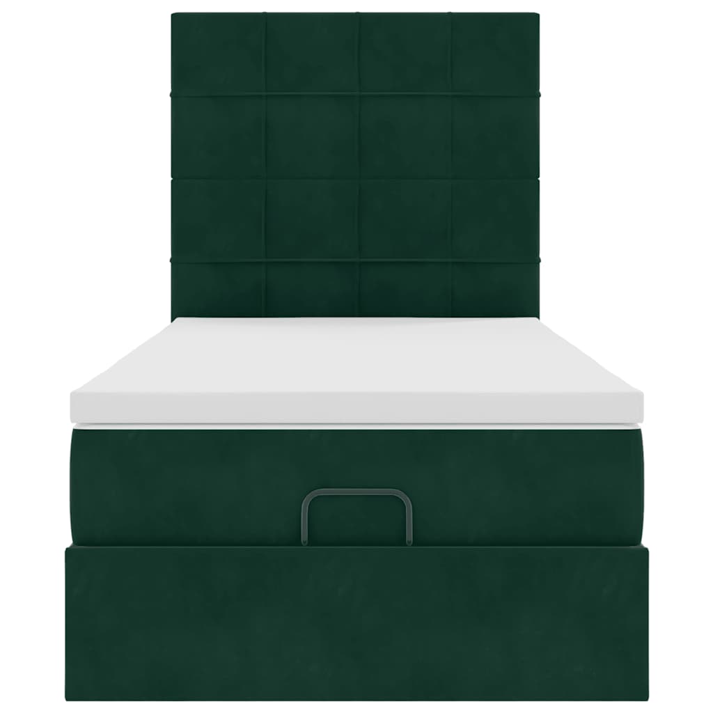 Cadre de lit ottoman avec matelas vert foncé 100x200 cm velours - XIOS
