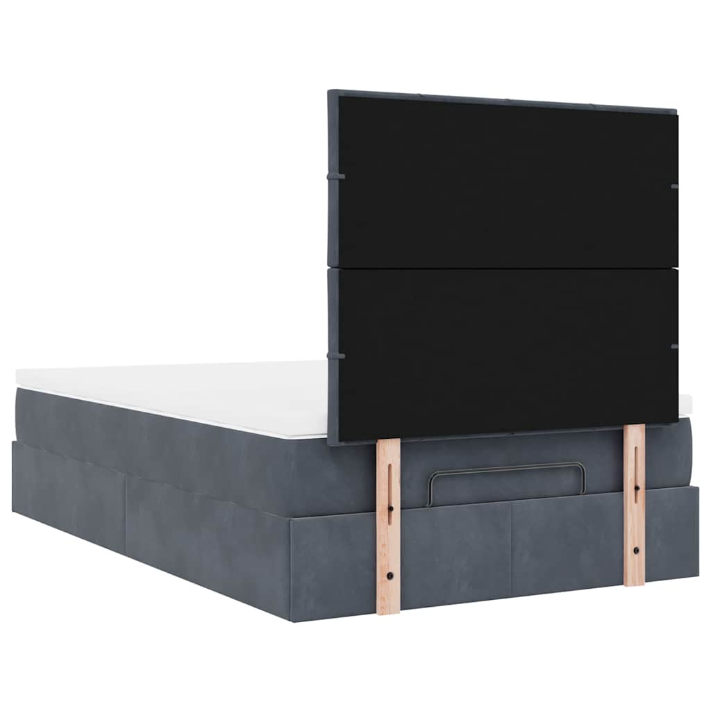 Cadre de lit ottoman avec matelas gris foncé 120x190 cm velours - XIOS