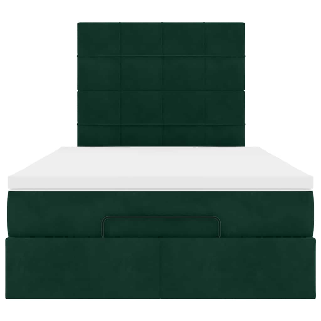 Cadre de lit ottoman avec matelas vert foncé 120x190 cm velours - XIOS