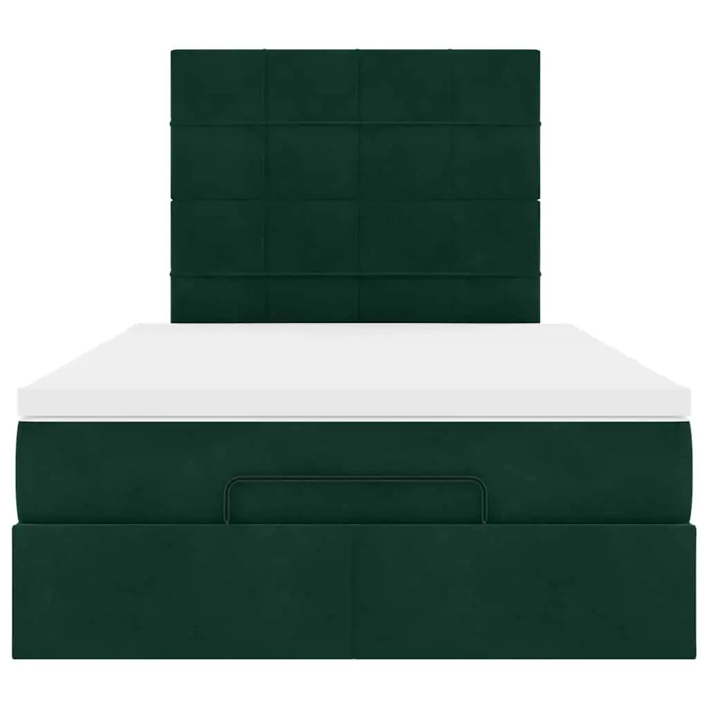 Cadre de lit ottoman avec matelas vert foncé 120x190 cm velours - XIOS