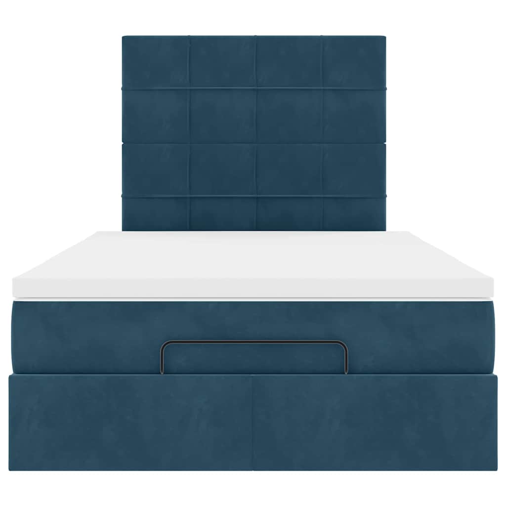 Cadre de lit ottoman avec matelas bleu foncé 120x190 cm velours - XIOS