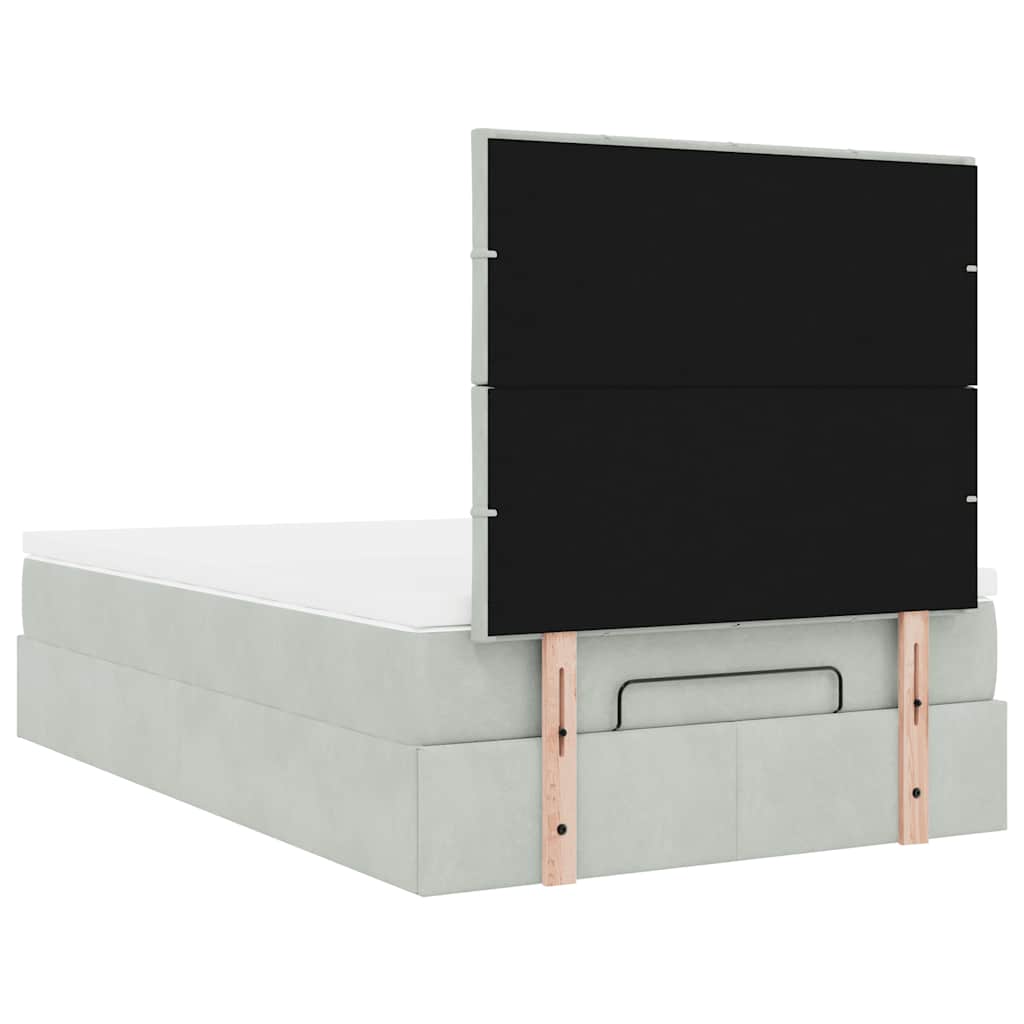 Cadre de lit ottoman et matelas gris clair 120x200 cm velours - XIOS
