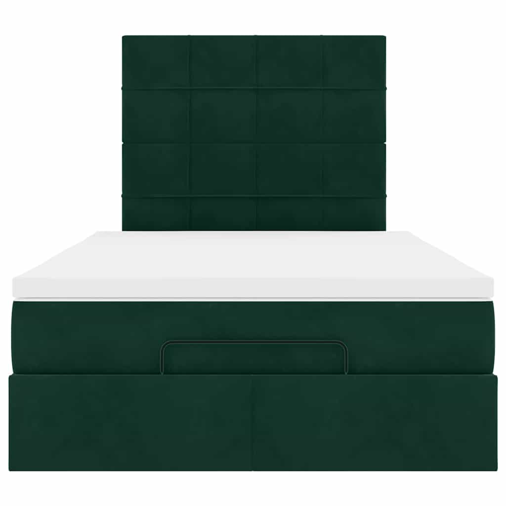 Cadre de lit ottoman avec matelas vert foncé 120x200 cm velours - XIOS