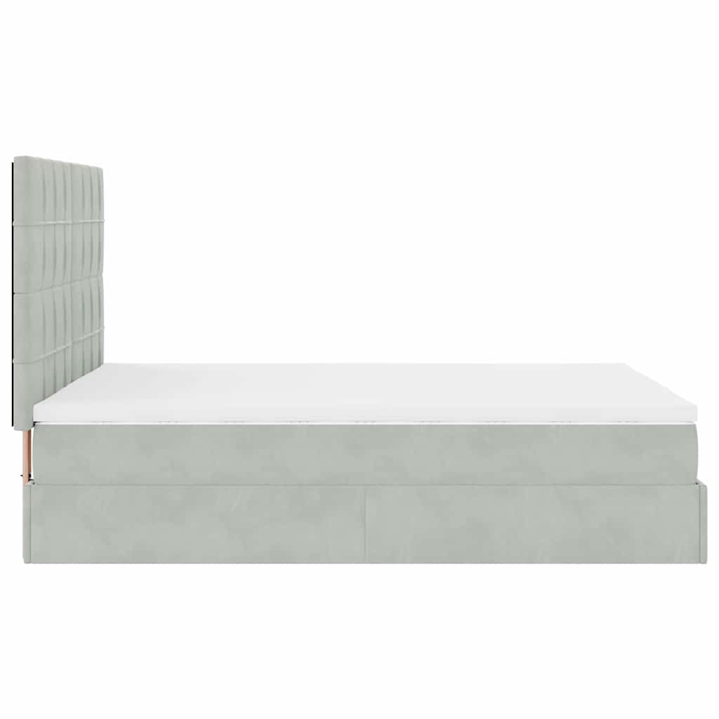 Cadre de lit ottoman avec matelas gris clair 140x200 cm velours - XIOS