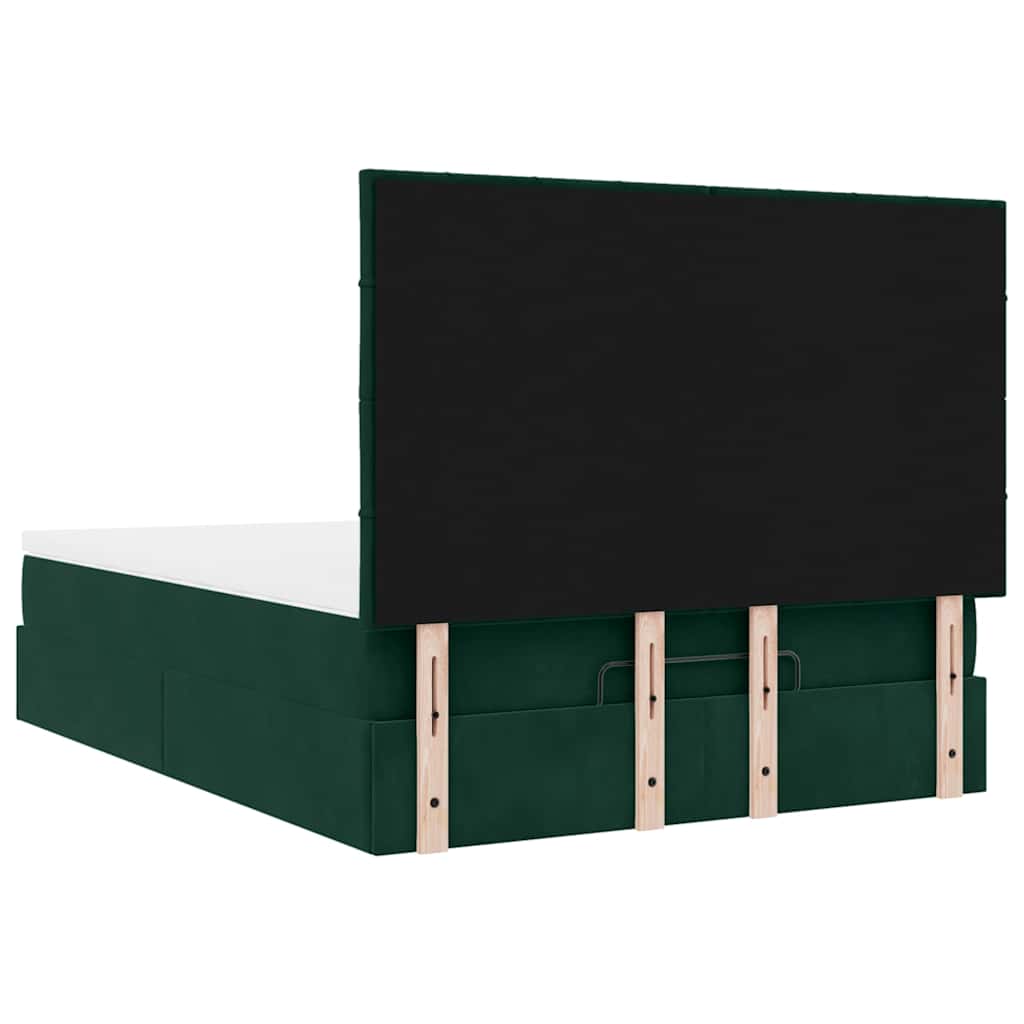 Cadre de lit ottoman avec matelas vert foncé 140x200 cm velours - XIOS