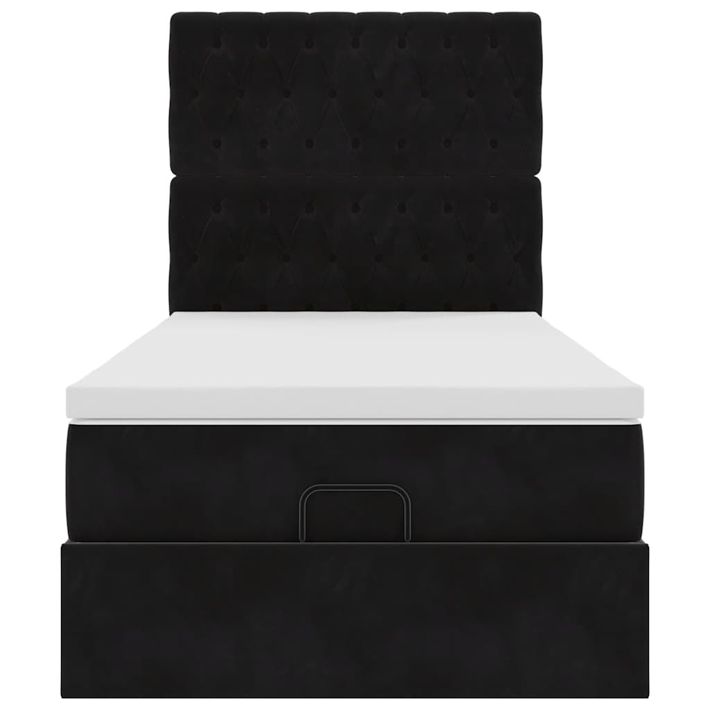 Cadre de lit ottoman avec matelas noir 80x200 cm velours - XIOS