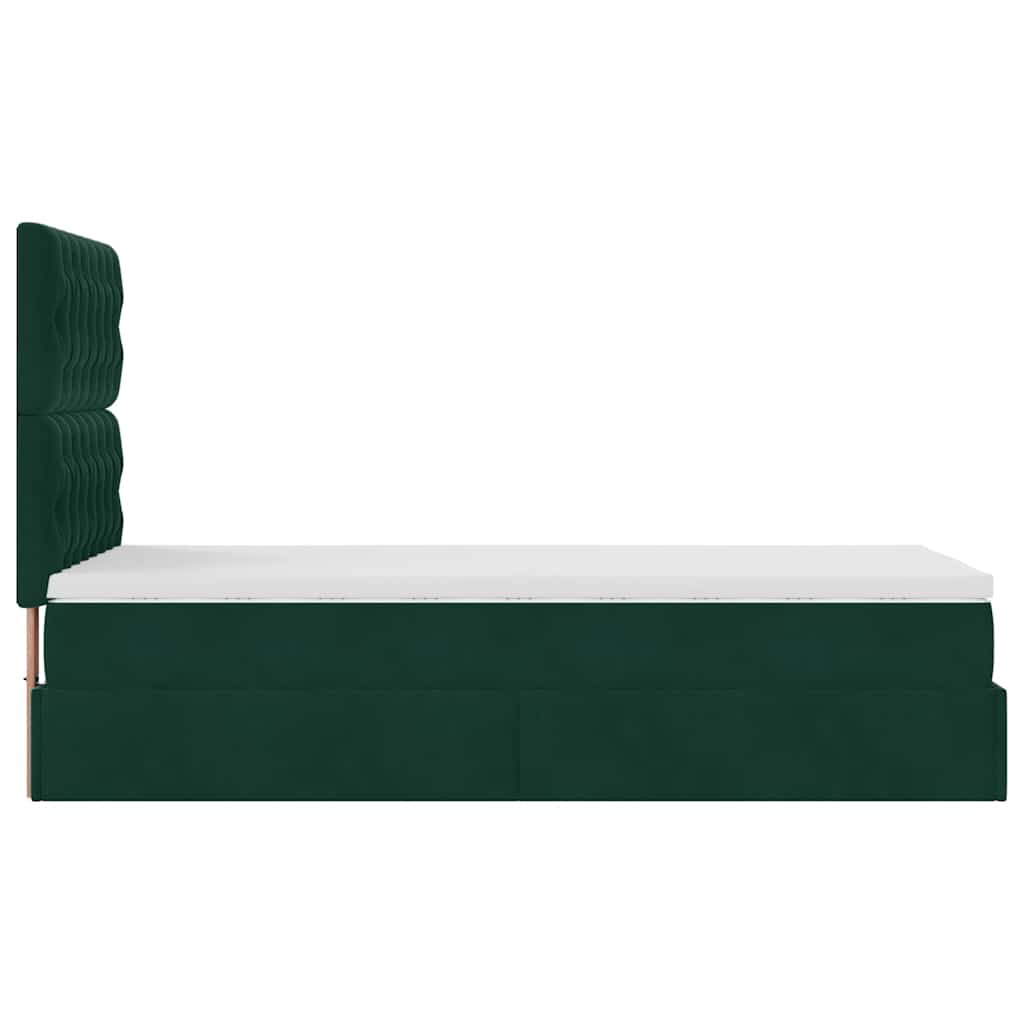 Cadre de lit ottoman avec matelas vert foncé 80x200 cm velours - XIOS