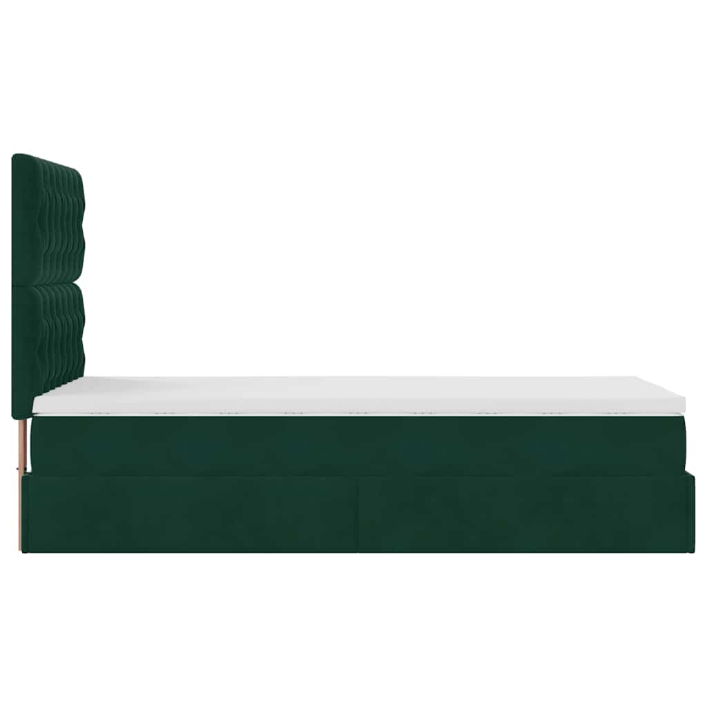 Cadre de lit ottoman avec matelas vert foncé 90x190 cm velours - XIOS