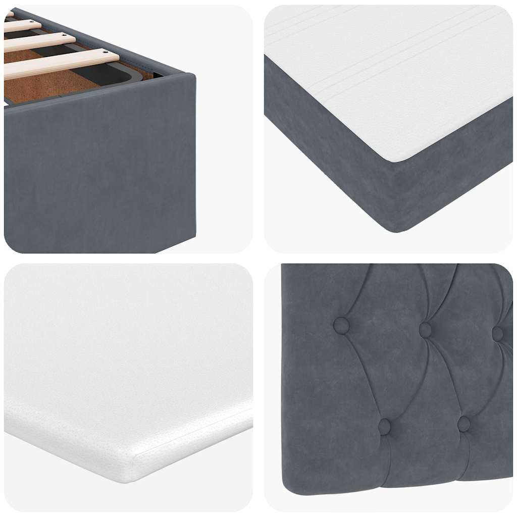 Cadre de lit ottoman avec matelas gris foncé 100x200 cm velours