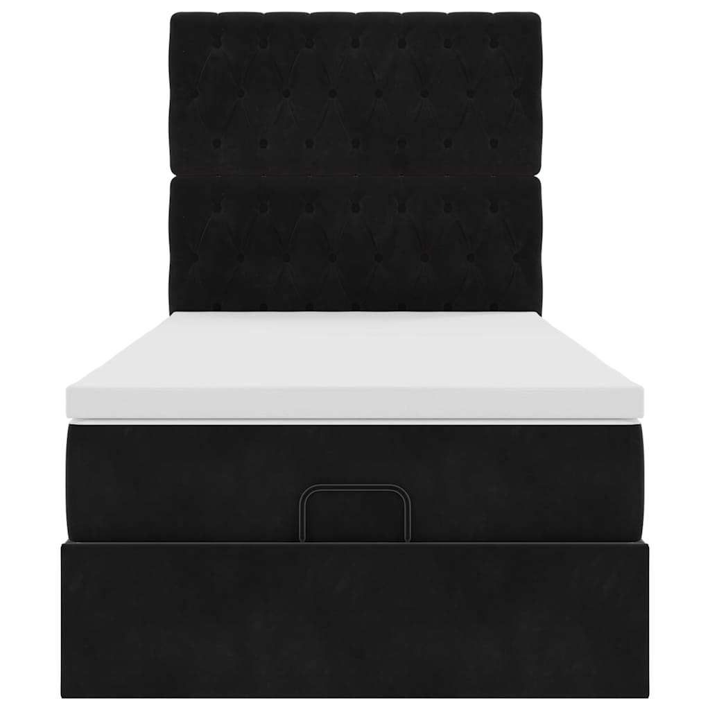 Cadre de lit ottoman avec matelas noir 100x200cm velours - XIOS