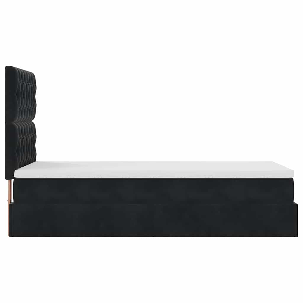 Cadre de lit ottoman avec matelas noir 100x200cm velours - XIOS